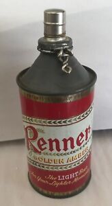 RARE RENNER GOLDEN AMBER CONE TOP BEER CAN LIGHTER Youngstown Ohio 12oz Elf