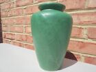 Antique Vintage Zanesville Pottery Green Leaf Vase Curdled Glaze 8 3/8