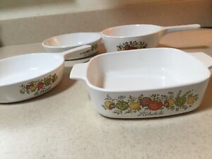 Vintage Corning Ware Spice of Life, set of 4, no lids