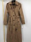 London Fog Womens Khaki Long Sleeve Hooded Belted Single-Breasted Trench Coat S