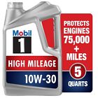 Mobil 1 High Mileage Full Synthetic Motor Oil 10W-30, 5 qt, FREESHIP