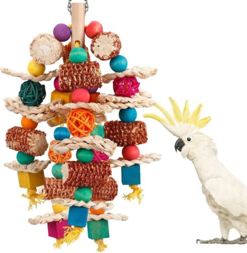 Bird Toys Parrot Toys for Large Birds Natural Peppered Wood African Grey