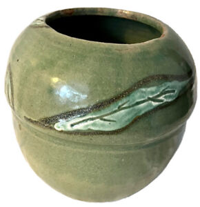 New ListingGreen Leaves Vase Studio Art Vessel Wheel Handthrown Pottery Ryan J Greenheck