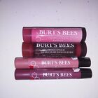 Set of 4 Burts Bees Beeswax Lip Balm Shimmer Tinted Red Dahlia Hibiscus Peony Fi