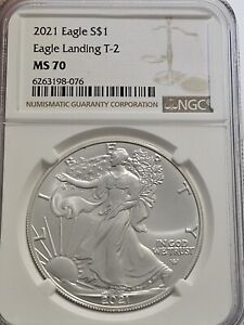 2021 Eagles Landing Type 2 American Silver Eagle ASE S$1 NGC MS70 Brown Label