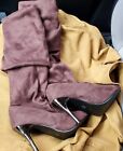 Faux Suede Long Brown High Heel Boots, US Size 7- NWOT