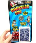 3pc CHEATERS SET - Marked Playing Cards - 2 Sided Coin - Magic Trick Dice Prank
