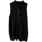 Fenini Black Sleeveless Mock Neck Full Button Down Tunic / Dress Size XL