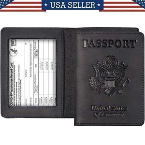 Slim Leather Travel Passport Wallet Holder RFID Blocking ID Card Case Cover US