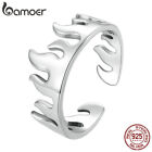 BAMOER 925 Sterling Silver Adjustable Flame Opening Ring Wedding Women Party