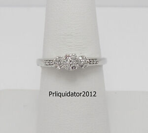1/5CT Diamond Halo Frame Solitaire Engagement Wedding Bridal Ring 10K White Gold