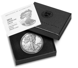 2023 w proof silver eagle with black box and coa