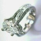 14K White Gold Plated 3CT Pear Shape Diamond Lab-Created Engagement Wedding Ring