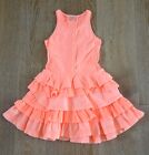 Eliane et Lena Girls Orange Ruffle Dress Size 6 lkNEW