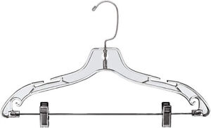 Plastic Hangers Suit Combo 100 Clear Adult Size 17