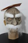 FURRY FACE MASK Old Man White Mustache Vinyl Halloween Adult Senior Costume