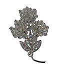 Vintage 50's era Large Silver Tone Aurora Borealis Cluster Floral Brooch