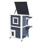 2-Story Outdoor Cat House Condo Escape Door Insulated Pet Kitten Feral Shelter