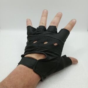 Leather Fingerless Motorcycle Riding Gloves ~XXL ~Black