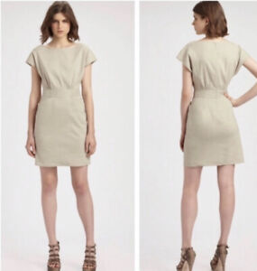 Theory Tan Linen Blend Dress With Pockets, Size 8