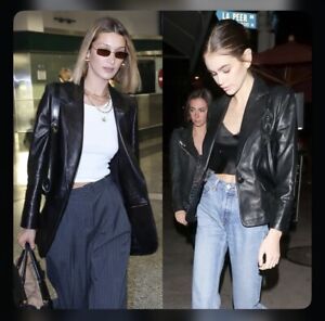 DKNY Black Leather Jacket Blazer Women’s Petite 2