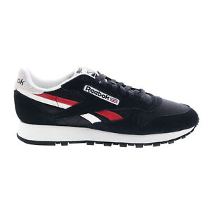 Reebok Classic Leather Mens Black Suede Lace Up Lifestyle Sneakers Shoes