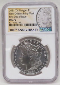 Rare 2021-O Morgan Silver Dollar NGC MS 70 First Day of Issue FDOI 33647-19
