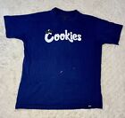 Cookies Brand T Shirt Mens Large Navy Blue Happy 420 Weed Cannabis Stoner