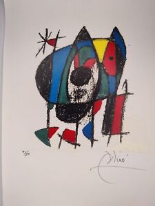 COA Joan Miro Print Poster Wall Art Signed Pop Art Unframed
