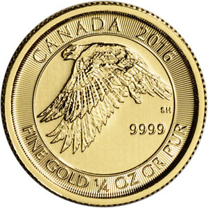 2016 Canada Gold White Snow Falcon $10 - 1/4 oz - .9999 Fine - BU