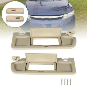 LABLT Sun Visor For 2006-2011 Honda Civic Plastic Right & Left Pearl Ivory Pair (For: 2008 Honda Civic Si 2.0L)