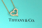 Tiffany & Co Yellow Gold Diamond Heart Pendant Necklace Au 750 With Box 0.25ct