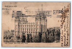 1907 The Temple Salt Lake City Utah UT, Hold To Light HTL Antique Postcard