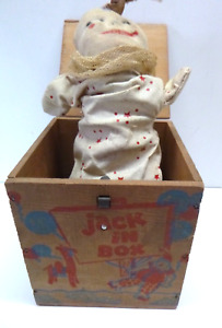 Antique Vintage Jonthay Wood Clown Jester Jack-in-the-Box Working As Found