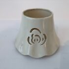 New ListingHome Interiors Ceramic Jar Candle Topper Ivory With Rose Cut Out Scalloped Edge