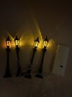 O’Well LANTERN STREET LAMPS Set of 4 Black Posts Battery Operated 5” Tall Corded