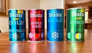 Set of Four Shasta Early Pull TabBank Top Soda Cans