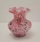 Vintage End of Day Vase Ruffle Mouth Multicolored Splatter Art Glass Hand Blown