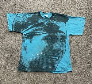 Vintage Nike Andre Agassi Graphic AOP Shirt Adult Medium Blue USA 90s Tennis