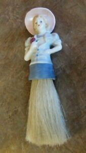 New ListingWhisk Broom Antique Porcelain Half Doll Vintage Lady Vanity Crumb Brush Beauty