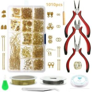 1010pcs Jewelry Making Kit Findings Beading Wire Wrapping Pliers Hobby Tools Set