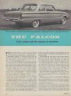 1960 Ford Falcon Vintage Magazine Road Test Article Ad 144 Inline Straight Six