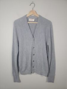 Vintage Jantzen Mens/Unisex L Cardigan Sweater Grey Made in USA Missing Button