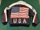 Vintage 80’s 90’s - Phase 2 - USA Flag Patriotic - Leather Jacket - Men’s Size M