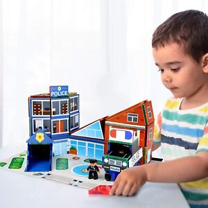 142 Pieces Magnetic Tiles Building Blocks Police Station Themed Kids Toys Gifts