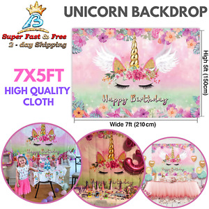 Unicorn Photo Backdrop Girls Birthday Party Background Baby Shower Table Decors