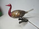 Vintage Christmas Glass Ornament -  Bird on Clip #344