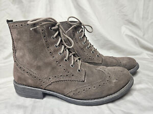 Eastland American Eagle Wingtip Boots Mens 12 Brown Taupe Suede Leather Lace Up