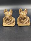 German Shepherd Dog Head Bronze Cast Iron Bookends Circa 1920