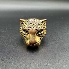 Vintage SETA Leopard Cheetah Ring Size 9.5 Gold Tone Costume Jewelry Signed Anim